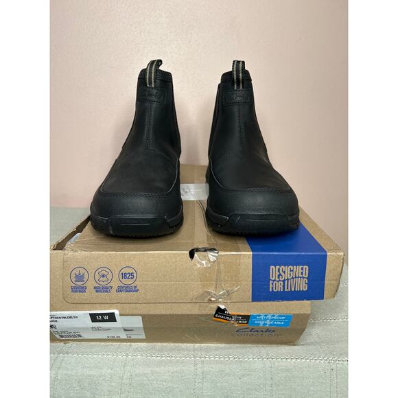 Clarks Men\'s Walpath Easy Chelsea Boot Black Leather Size 12 W Waterproof New main image 6